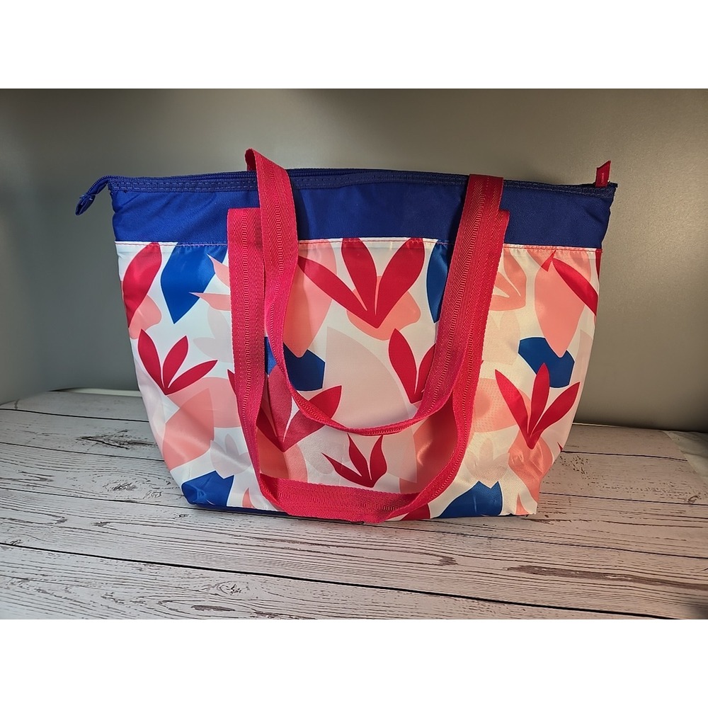 Igloo Cooler Tote Bag Tropical Blossoms Print Easy Clean Holds 30 Cans 13" 18" - Picture 3 of 6